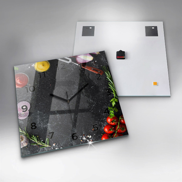Reloj de pared cuadrado Verduras sobre una mesa