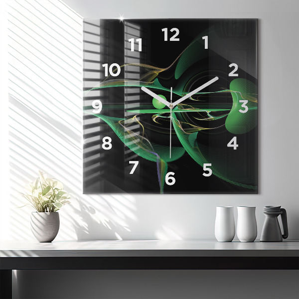 Reloj cuadrado Abstracción verde