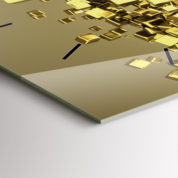 Reloj de pared cuadrado Cuadrados dorados