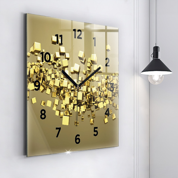 Reloj de pared cuadrado Cuadrados dorados