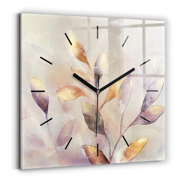Reloj de pared cuadrado Hojas abstractas boho