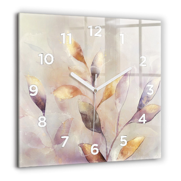 Reloj de pared cuadrado Hojas abstractas boho
