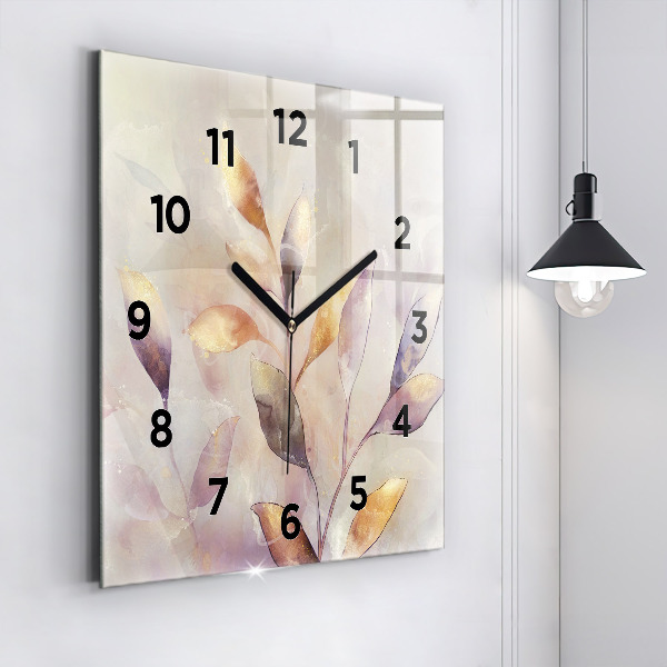 Reloj de pared cuadrado Hojas abstractas boho