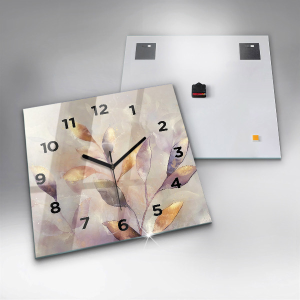 Reloj de pared cuadrado Hojas abstractas boho