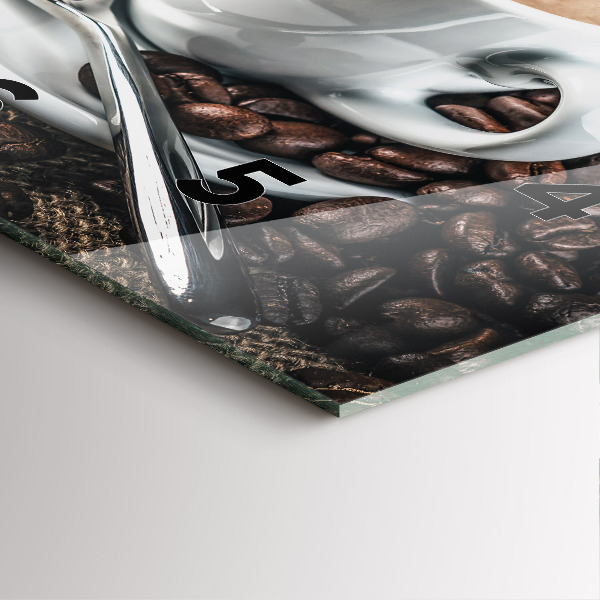 Reloj de pared cuadrado Taza y granos de café