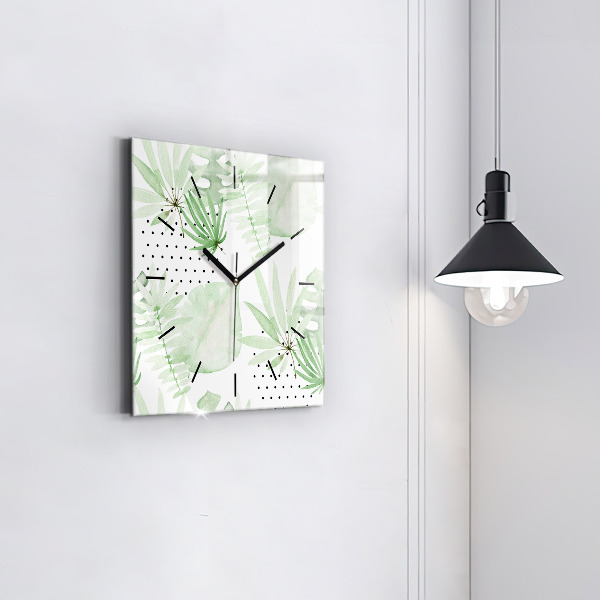 Reloj de pared cuadrado Hojas verdes