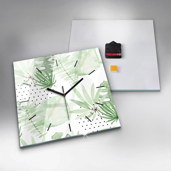 Reloj de pared cuadrado Hojas verdes