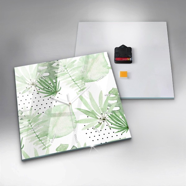 Reloj de pared cuadrado Hojas verdes