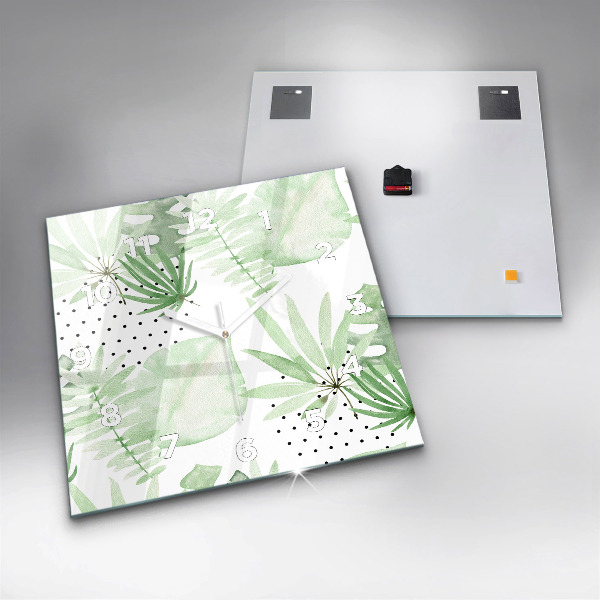 Reloj de pared cuadrado Hojas verdes