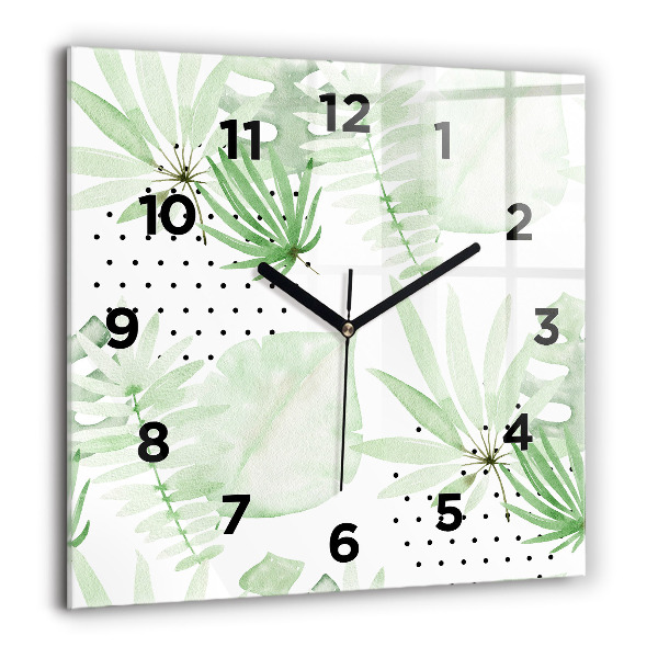 Reloj de pared cuadrado Hojas verdes