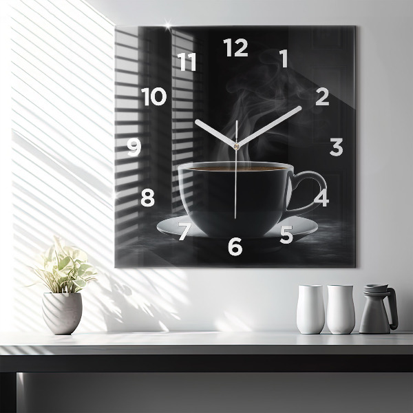 Reloj cuadrado Taza de café negro