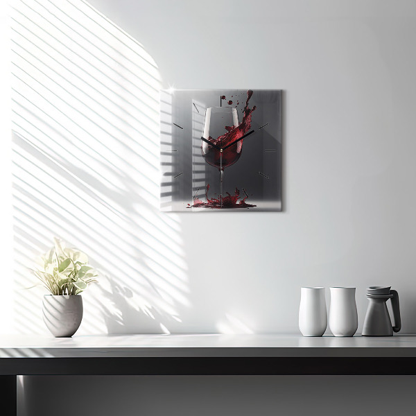 Reloj de pared cuadrado Copa de vino tinto