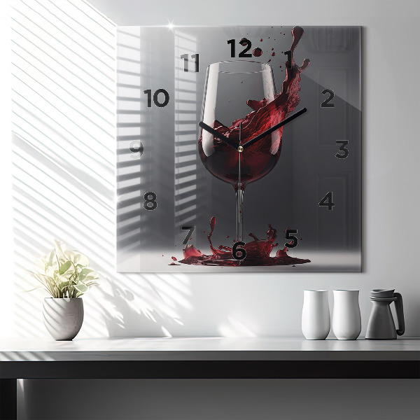 Reloj de pared cuadrado Copa de vino tinto