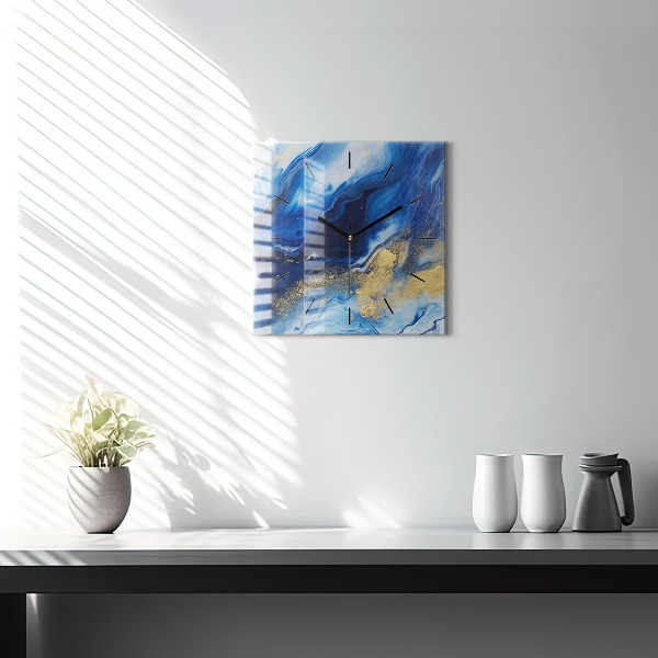 Reloj de pared cuadrado Mármol azul
