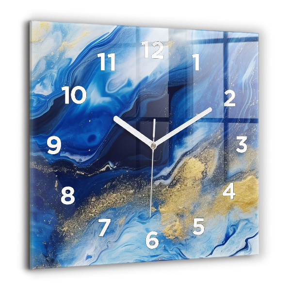 Reloj de pared cuadrado Mármol azul