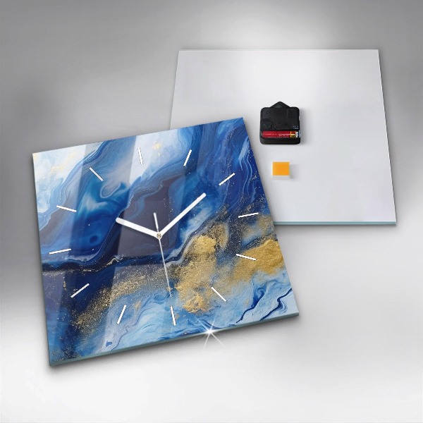 Reloj de pared cuadrado Mármol azul