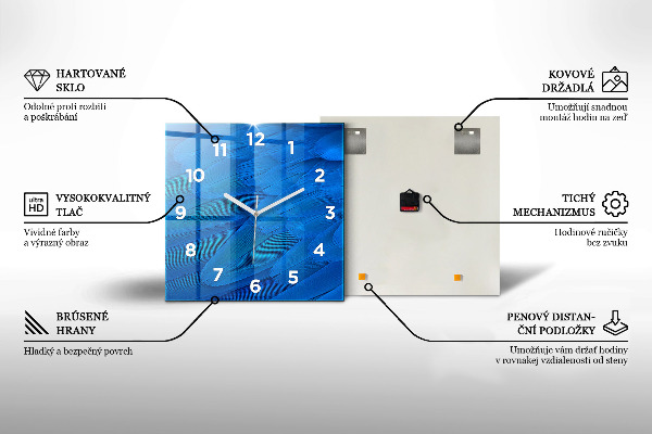 Reloj de pared cuadrado Mármol azul