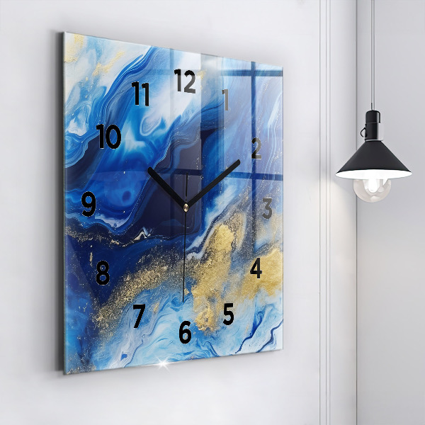 Reloj de pared cuadrado Mármol azul