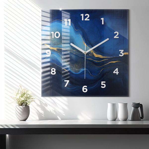 Reloj de pared cuadrado Mármol azul