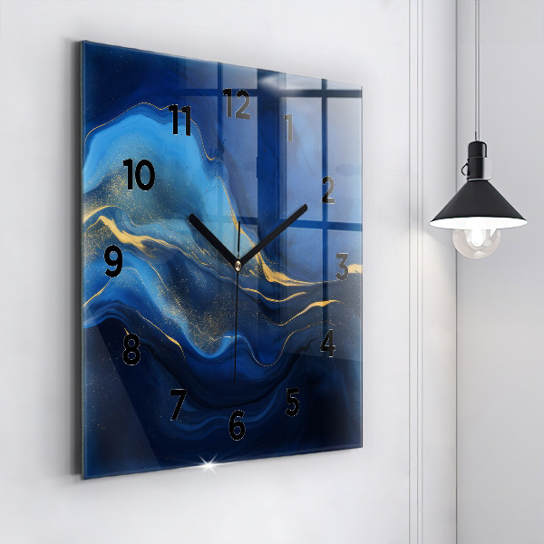 Reloj de pared cuadrado Mármol azul