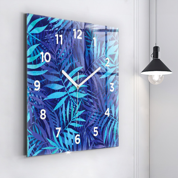 Reloj de pared cuadrado Hojas azules