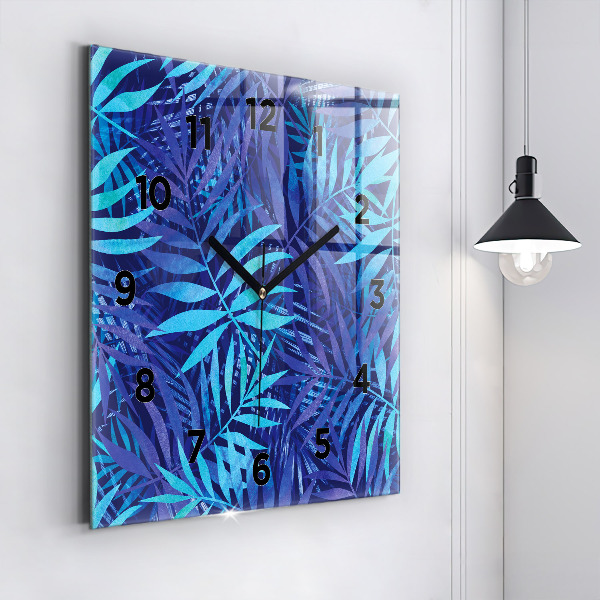 Reloj de pared cuadrado Hojas azules
