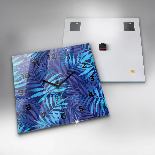 Reloj de pared cuadrado Hojas azules
