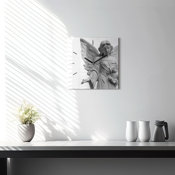 Reloj cuadrado Escultura de un ángel con alas