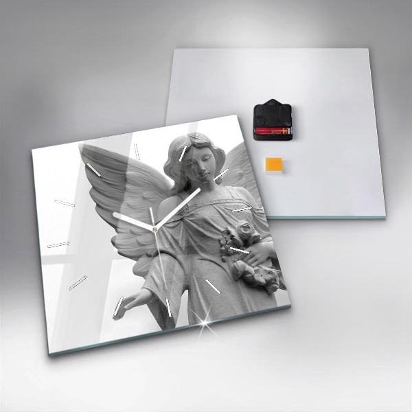 Reloj cuadrado Escultura de un ángel con alas
