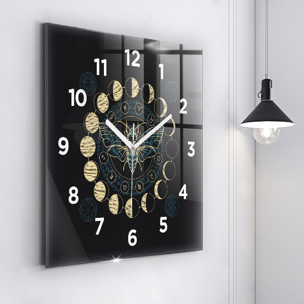 Reloj de pared cuadrado Fases de la luna e insecto