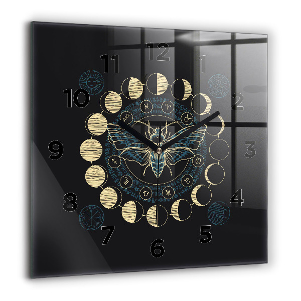 Reloj de pared cuadrado Fases de la luna e insecto