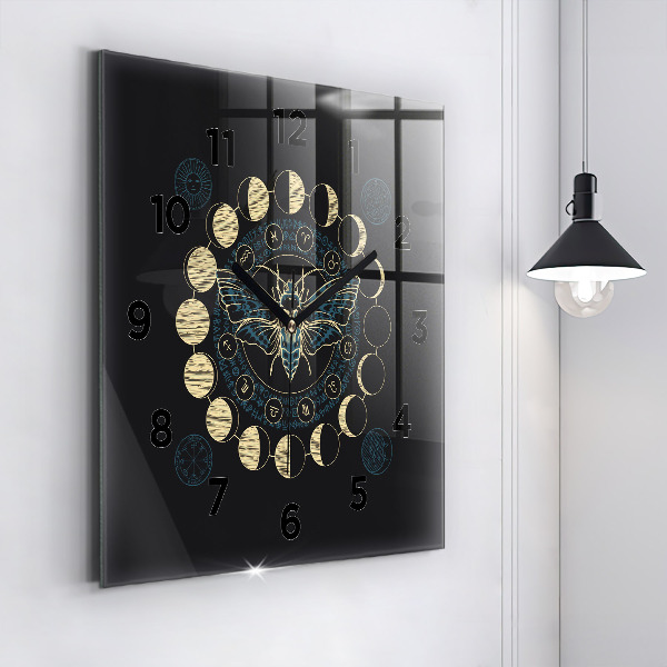 Reloj de pared cuadrado Fases de la luna e insecto