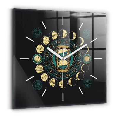 Reloj de pared cuadrado Fases de la luna y reloj de arena