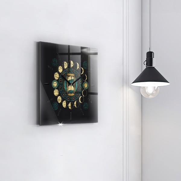 Reloj de pared cuadrado Fases de la luna y reloj de arena