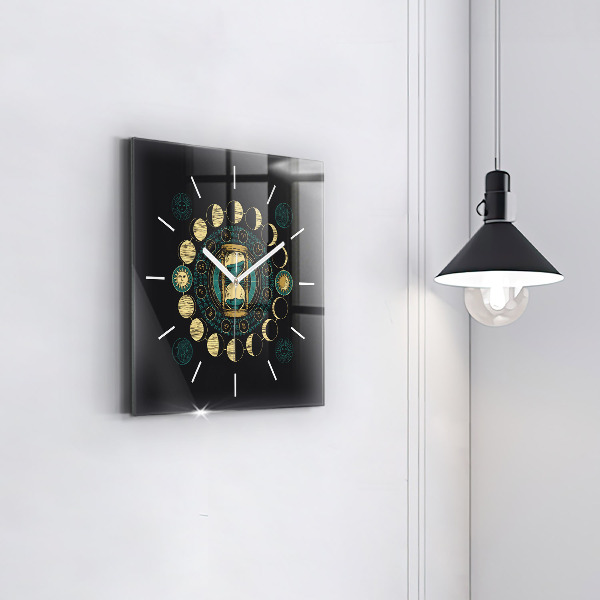 Reloj de pared cuadrado Fases de la luna y reloj de arena