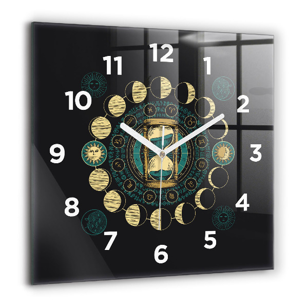 Reloj de pared cuadrado Fases de la luna y reloj de arena