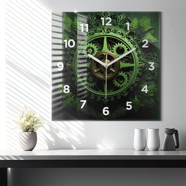 Reloj de pared cuadrado Mecanismo verde