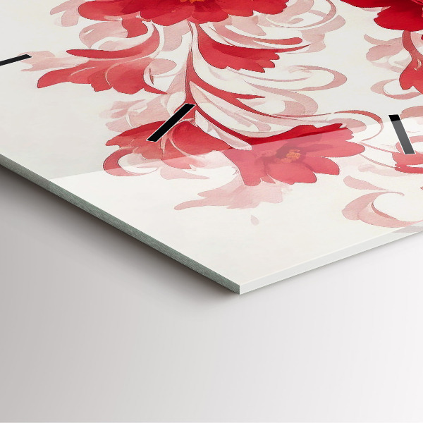 Reloj de pared cuadrado Flores rojas