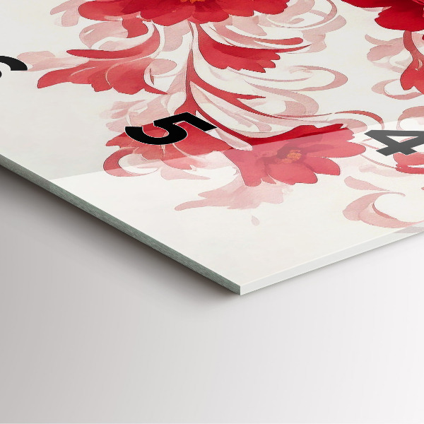 Reloj de pared cuadrado Flores rojas