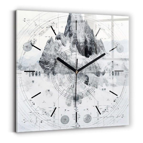 Reloj de pared cuadrado Dibujo montañas