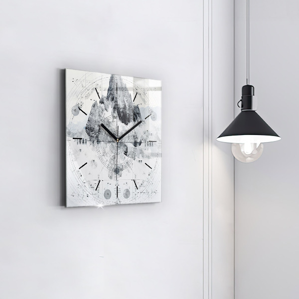 Reloj de pared cuadrado Dibujo montañas