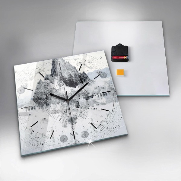 Reloj de pared cuadrado Dibujo montañas