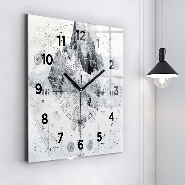 Reloj de pared cuadrado Dibujo montañas