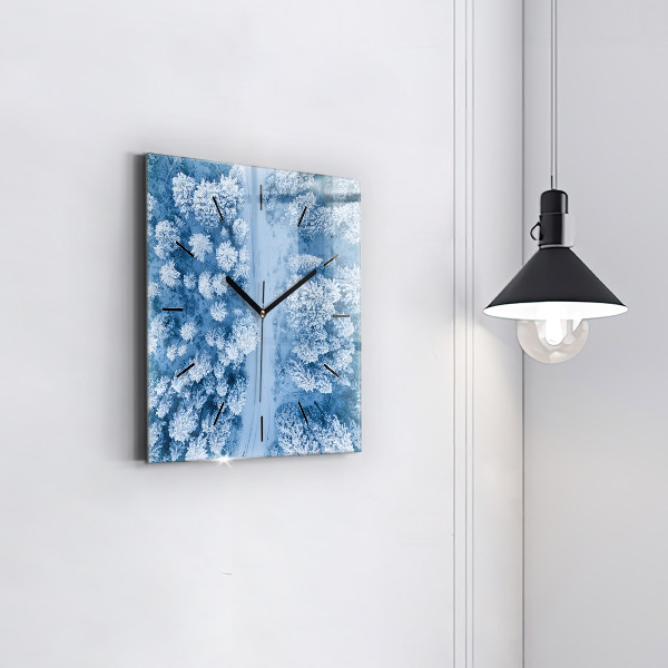 Reloj de pared cuadrado Bosque desde un dron