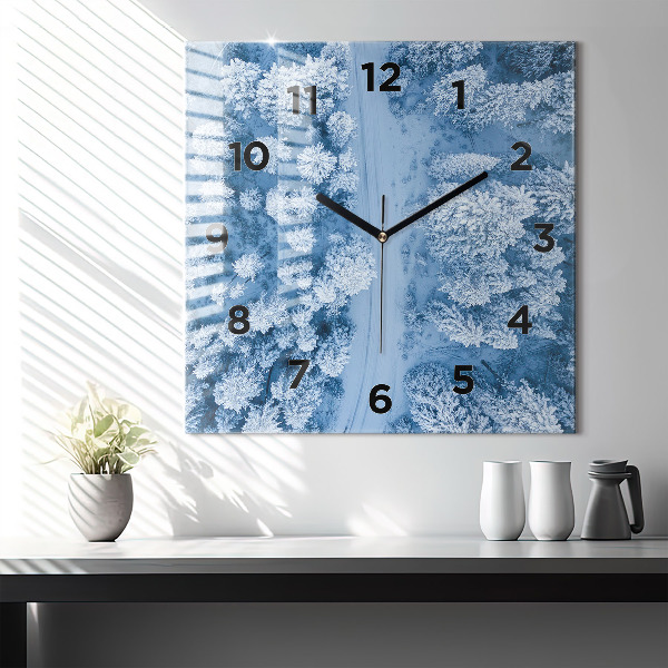 Reloj de pared cuadrado Bosque desde un dron