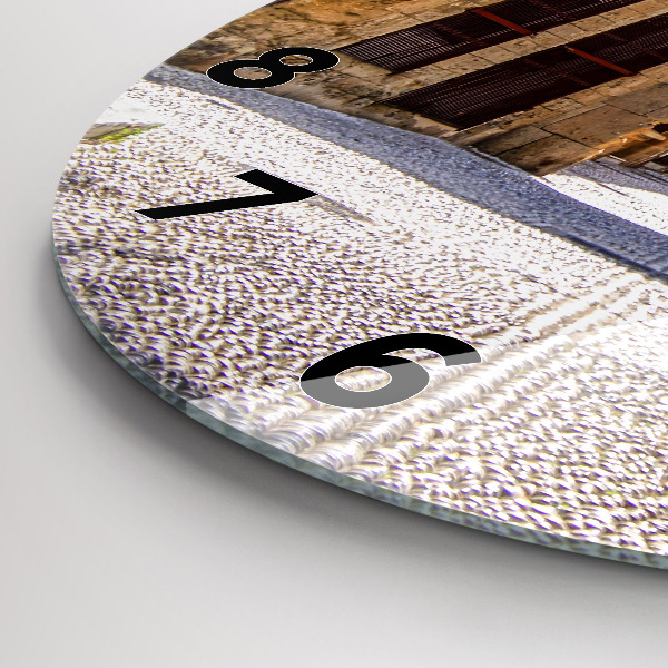 Reloj de cristal redondo Pintoresca calle de Rodas