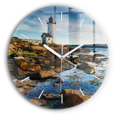 Reloj de cristal redondo Faro de Annisquam