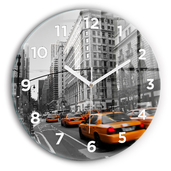 Reloj de pared redondo Manhattan y taxis