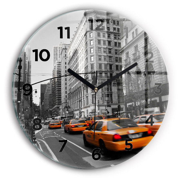 Reloj de pared redondo Manhattan y taxis