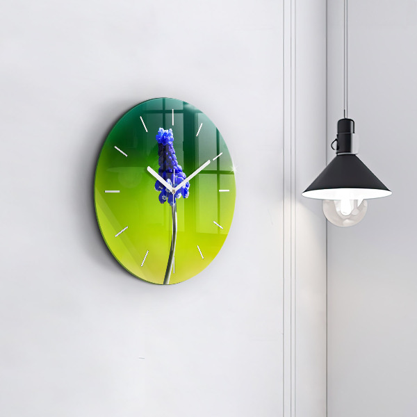 Reloj de cristal redondo Flores azules